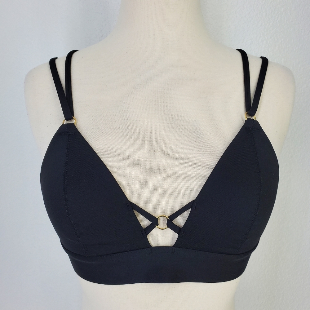 PINK Victoria's Secret Strappy Triangle Bonded Bralette Black Sz S - Picture 14 of 14